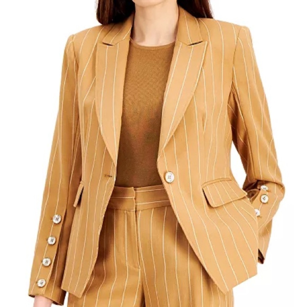 Tahari ASL Mustard Pinstripe Blazer